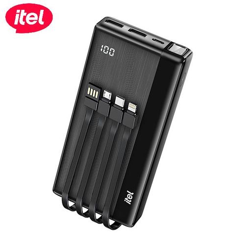 itel 20000mAh Faster Charging Power Bank With Built-in 4 Cables & Type-C In & Out
